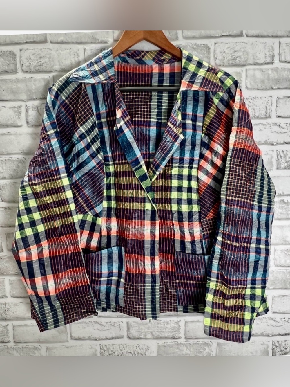 BABETTE Plaid Multi-Color Lightweight Crinkle Jacket
